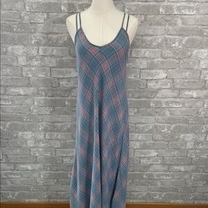 Billy T Plaid Maxi Dress in Blue/Pink